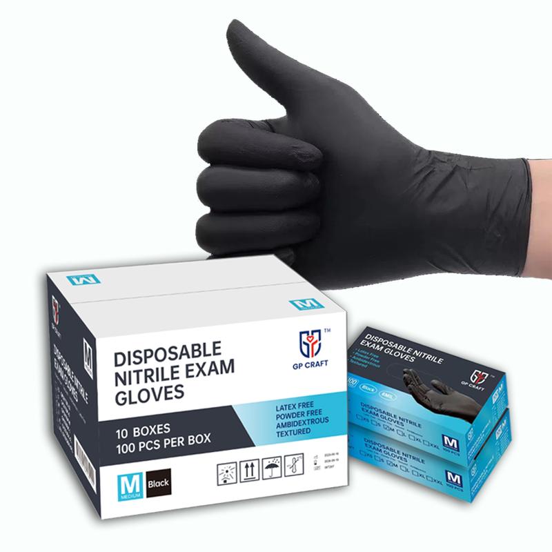 GP Craft Black Nitrile disposable gloves, 6mil, latex-free good elasticity, tear resistant, clean and waterproof  Cleaning and tasks Hand Comfortable