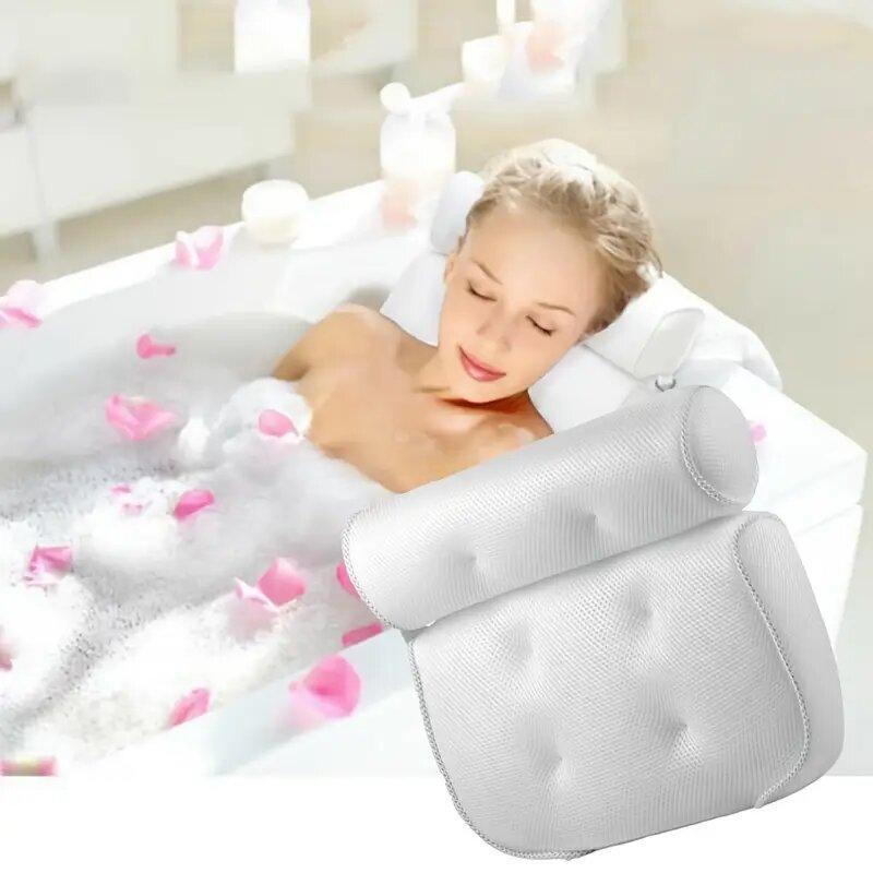 Bathtub Pillow with Anti-slip Suction Cup, 1 Count Bath Pillow for Neck & Back Support, Bathroom Accessories, Bathtub Accessories