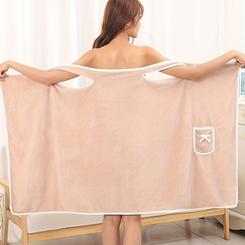 1pc Wearable Bath Towel, Bowknot Coral Velvet Thickened Bath Skirt For Adults, Water Absorption Quick Drying Bath Towel, Bath Supplies, Sauna Kilt Spa Sauna Wrap for women