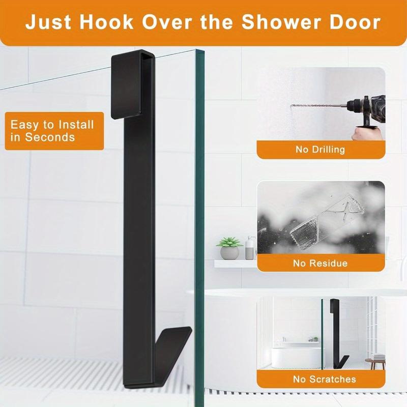 3 Pieces Shower Door Hooks, Heavy Duty Drilling-Free Shower Towel Hooks, Shower Hooks for Towels, for Frameless Glass Shower Door