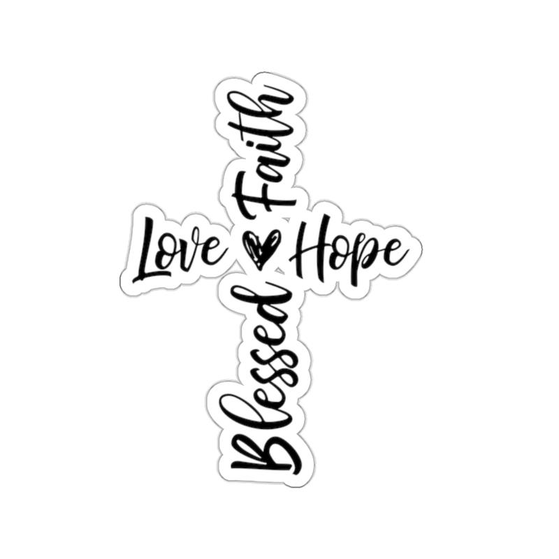 Inspirational Cross Kiss-Cut Stickers - Love Faith Hope - Perfect for Laptops, Journals, Scrapbooking, Gifts, Christian Decor