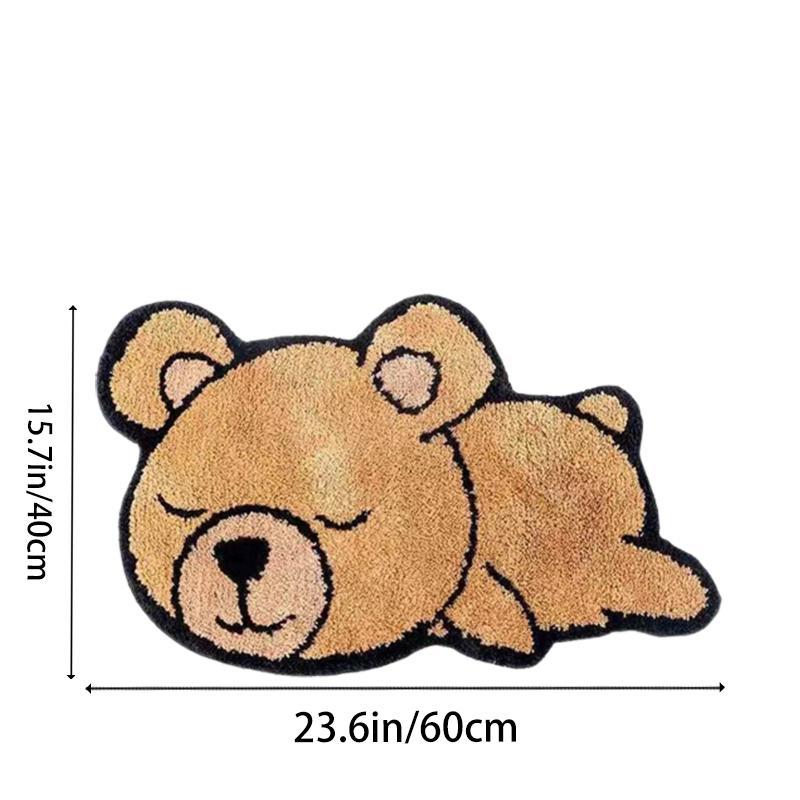 Non-slip Cartoon Bear Print Bath Mat, 1 Count Water Absorbent Mat, Home Decorative Floor Mat, Machine Washable Doormat