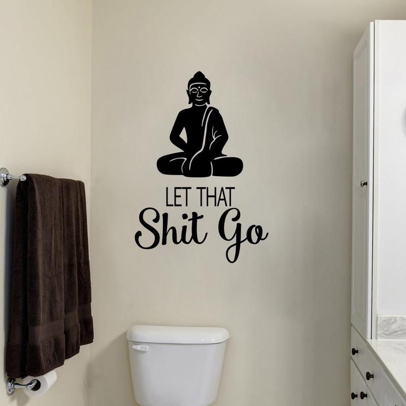 Buddha Pattern Wall Sticker, Meditation Room Wall Decal, Yoga Wall Art, Vinyl Bathroom Sticker Decor