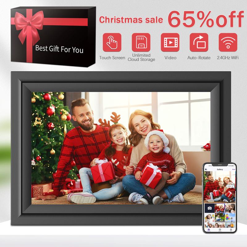 Christmas Newyear Gift Idea， SAMMIX Digital Photo Frame 10.1 Inch WiFi Touch Screen IPS HD Electronic Picture Frame 16GB Storage Slideshow Easy to Share Photos and Video via Uhale APP Christmars Valentine's Day  Thanksgiving Gifts  for family Home Decor