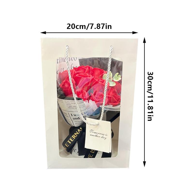 Artificial Rose Bouquet, 1 Count 10 Flowers Romantic Gift Box with Gift Bag, Creative Birthday Gift, Bridesmaid Gift