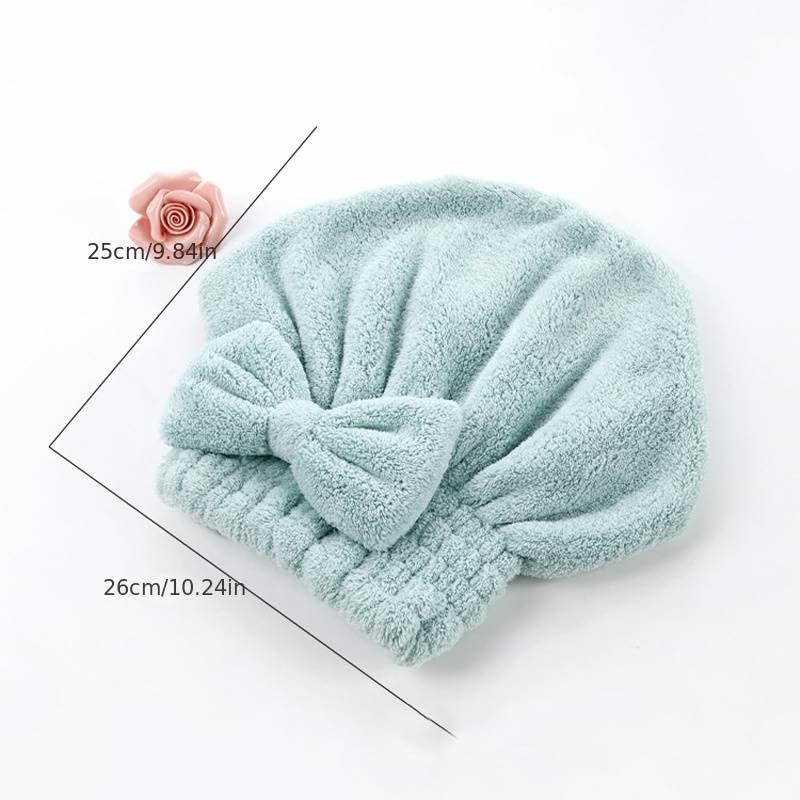 Hair Drying Cap, 2pcs Bow Decor Hair Towel, Solid Color Hair Wrap for Women Girls