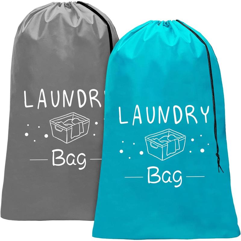 2 Pack Large Travel Laundry Bag, Dirty Clothes Organizer with Drawstring,Heavy Duty Travel Laundry Bags,Easy Fit a Laundry Hamper Travel Essentials