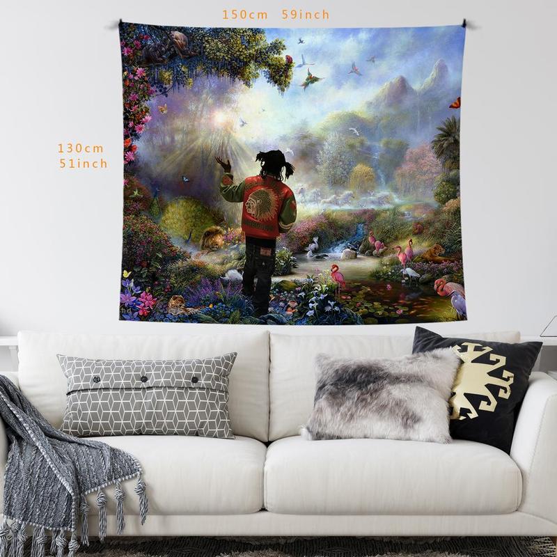 Rapper in The Garden Of Eden Pattern Tapestry, 1 Count Wall Hanging Tapestry for Bedroom Living Room Dormitory Decoration, Wall Decoration, Home Decor