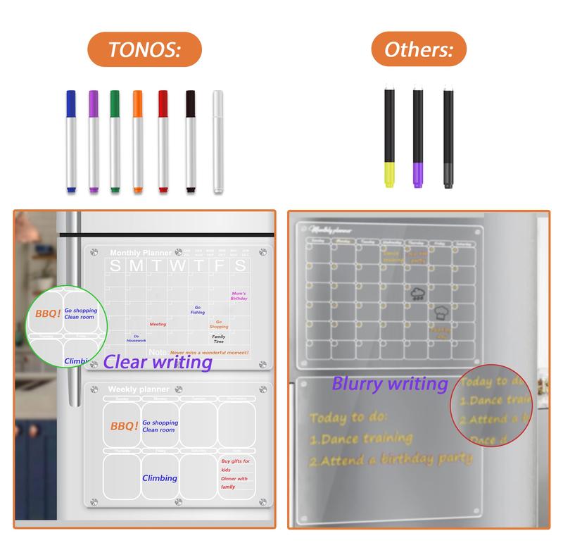 Clear Acrylic Magnetic Fridge Calendar 2PC Planning Boards 16