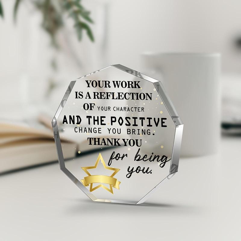 Acrylic Plaque, Creative Desk Decorations, Thank You Gift for Colleague, Boss and Friend, Office Desktop Ornament, Employee Gift