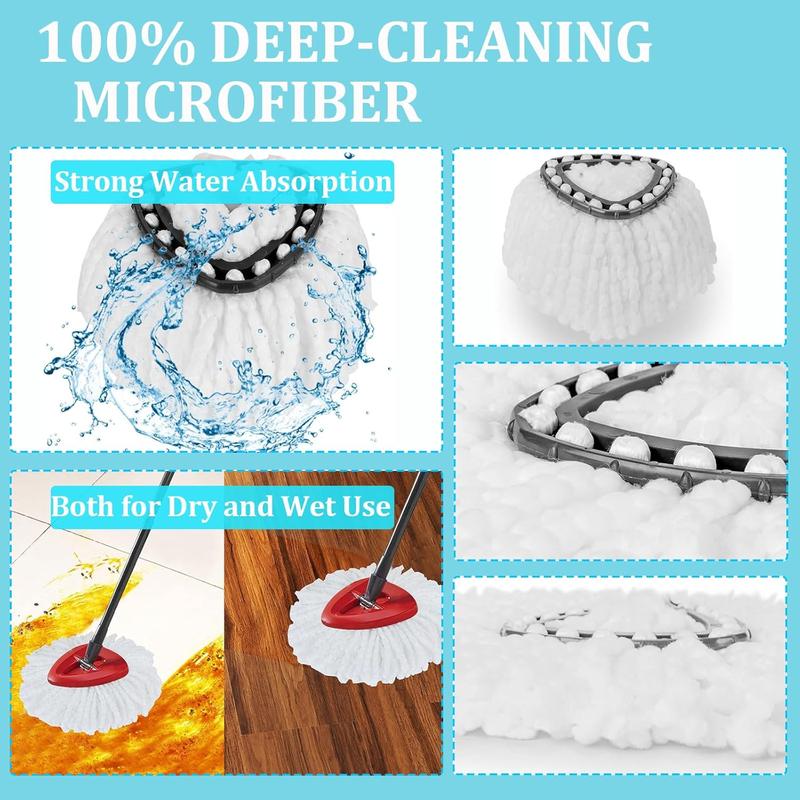 10Pack Spin Mop Replacement Heads, Microfiber Spin Mop Refills for EasyWrin 1-Tank System, 360 Microfiber Replacement Mop Head, Machine Washable Mop Replace Head for Easy Floor Cleaning