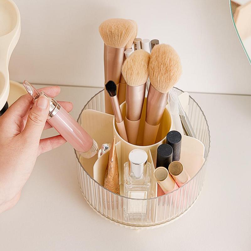 Rotatable Makeup Brush Storage Box, Dustproof Makeup Brush Organizer with Lid, Professional Cosmetic Organizer