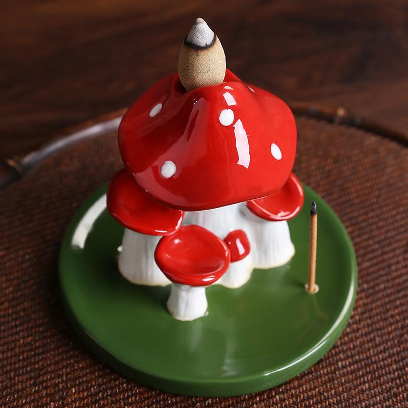 Mushroom Shaped Incense Burner for Mean Girls Decorations, Ceramic Waterfall Backflow Incense Holder, Desktop Ornament For Home Decor (Incense Not Included)