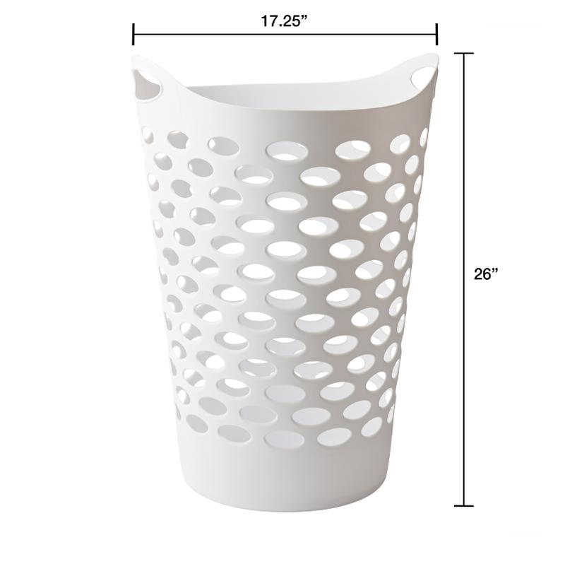 Flexible Plastic White Round Laundry Hamper, 26