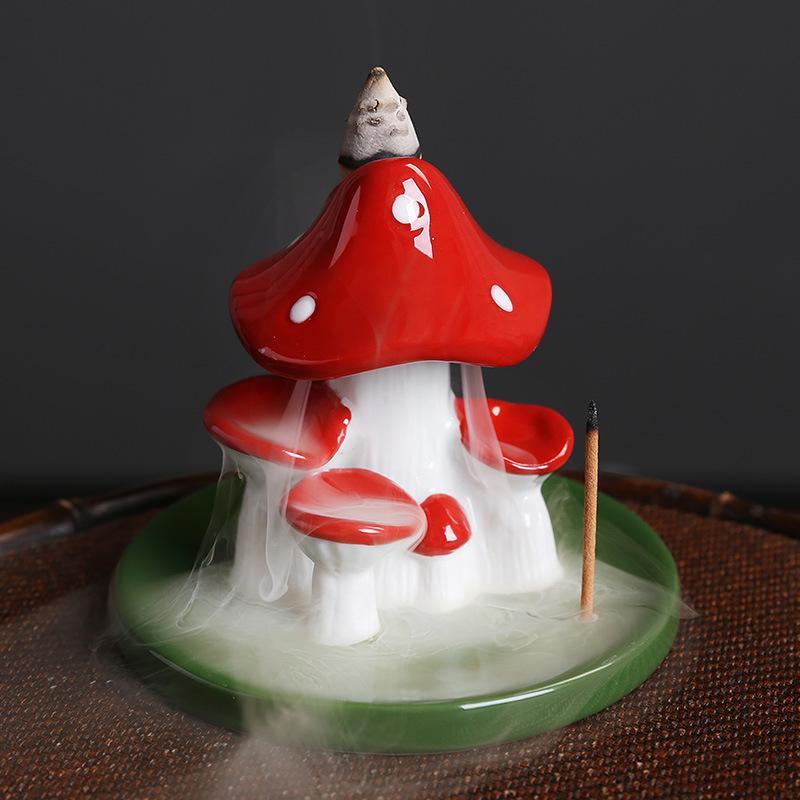 Mushroom Shaped Incense Burner for Mean Girls Decorations, Ceramic Waterfall Backflow Incense Holder, Desktop Ornament For Home Decor (Incense Not Included)