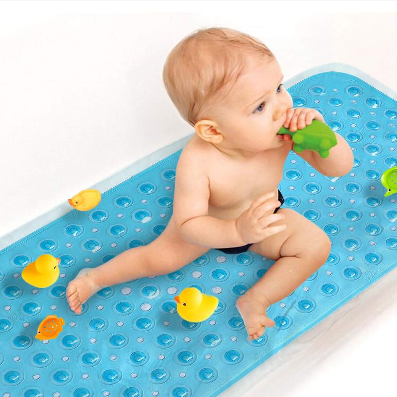 Bath Mat Non Slip Extra Long Bathtub Mat for Kids 40 X 16 Inch - Eco Friendly Bath Tub Mat with 200 Big Suction Cups,Machine Washable Shower Mat