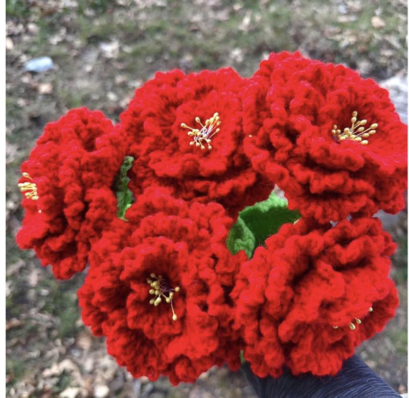 Crochet Peonies flowers decoration Colorful