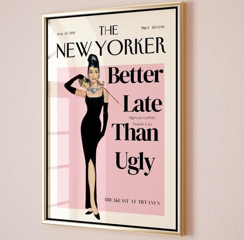 Girly Aesthetic Retro vintage WALL ART digital Magazine cover- Breakfast at Tiffany Dorm room decor Prints preppy New York