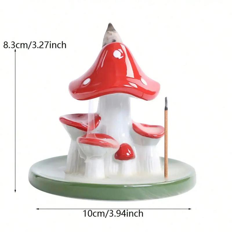 Mushroom Shaped Incense Burner for Mean Girls Decorations, Ceramic Waterfall Backflow Incense Holder, Desktop Ornament For Home Decor (Incense Not Included)