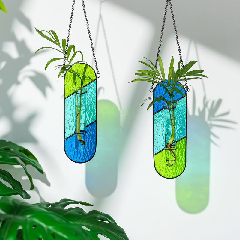 Stained Glass Propagation Wall Hanging: Nuptio Propagation Station Planters for Window Decor - Propagation Tubes Terrarium Unique Plant Lover Gift