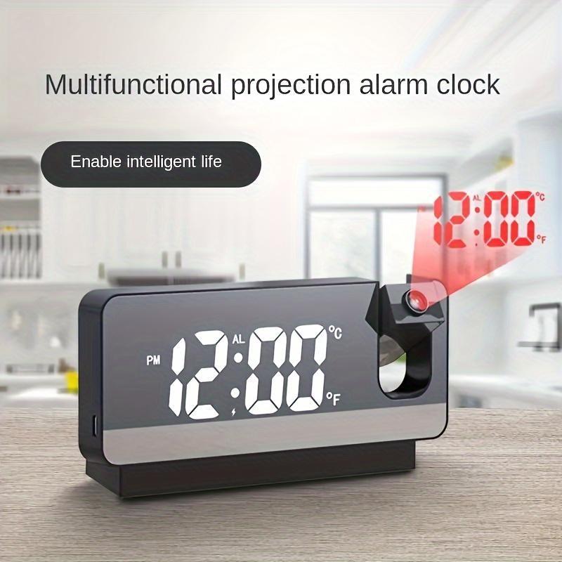 2024 NEW Projection Alarm Clock, Digital Wall Clock, Bedroom Digital Clock for Heavy Sleepers, 180° Projector Dimmer USB Plug Bedroom Ceiling Projection Clock