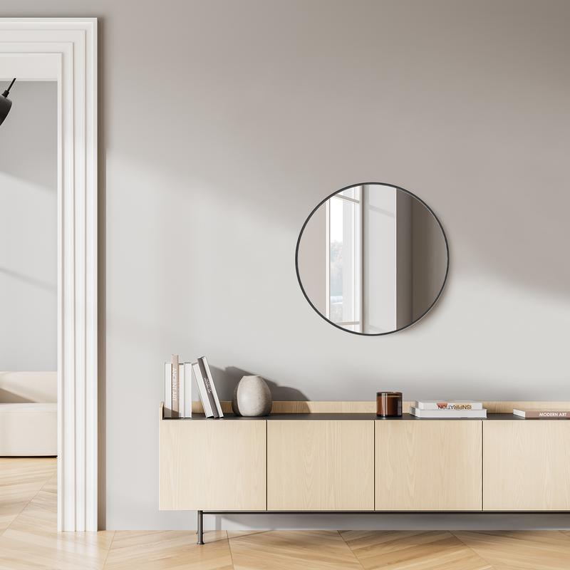 Sweet Furniture F Round Wall Mirror 20 24 30 Inch, Bathroom Mirrors for Over Sink, Circle Mirror for Bathroom, Entryway, Bedroom, Vanity