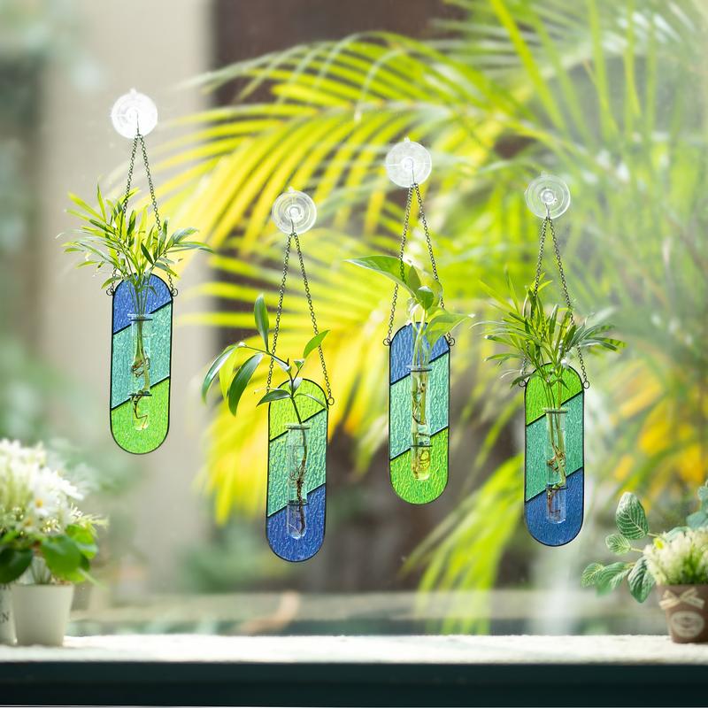 Stained Glass Propagation Wall Hanging: Nuptio Propagation Station Planters for Window Decor - Propagation Tubes Terrarium Unique Plant Lover Gift