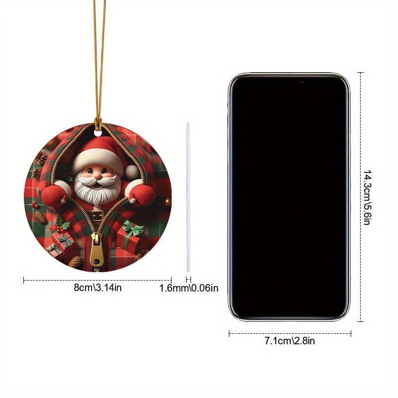 Santa Claus Zipper Design Ornament, 1 Count Christmas Hanging Ornament, Hanging Decor for Home Outdoor Courtyard Xmas Tree