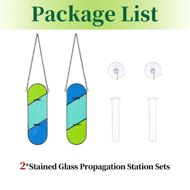 Stained Glass Propagation Wall Hanging: Nuptio Propagation Station Planters for Window Decor - Propagation Tubes Terrarium Unique Plant Lover Gift