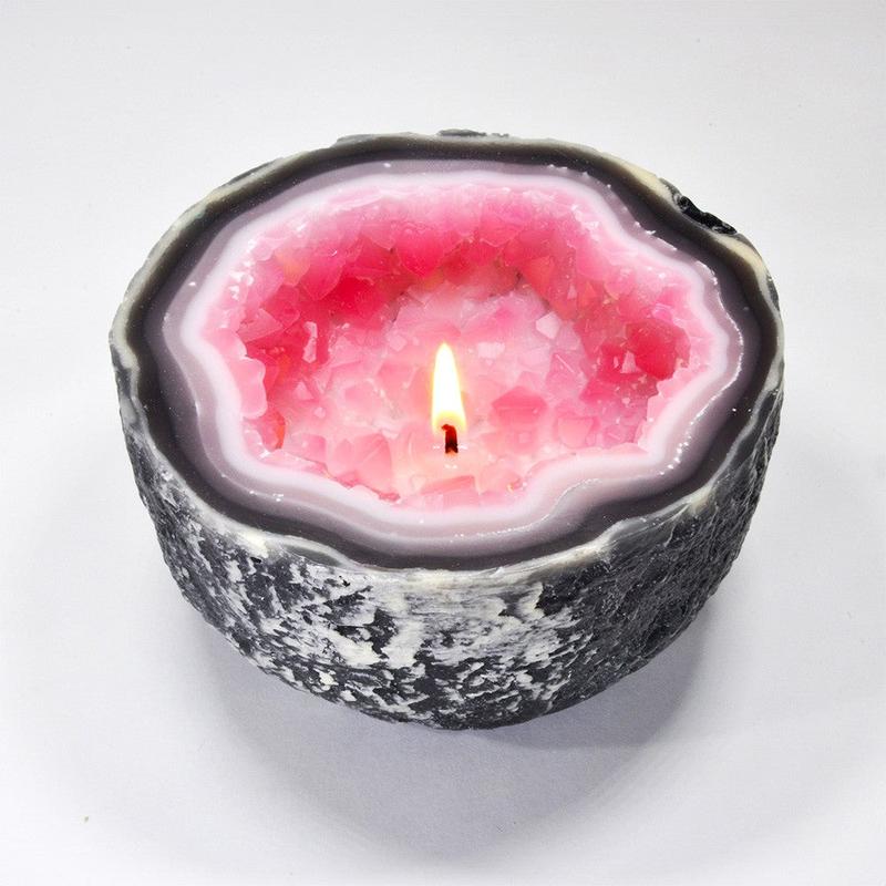 Natural Clear Agate Crystal Tea Light Candle Holder Dedication Healing Stone Scented Candle