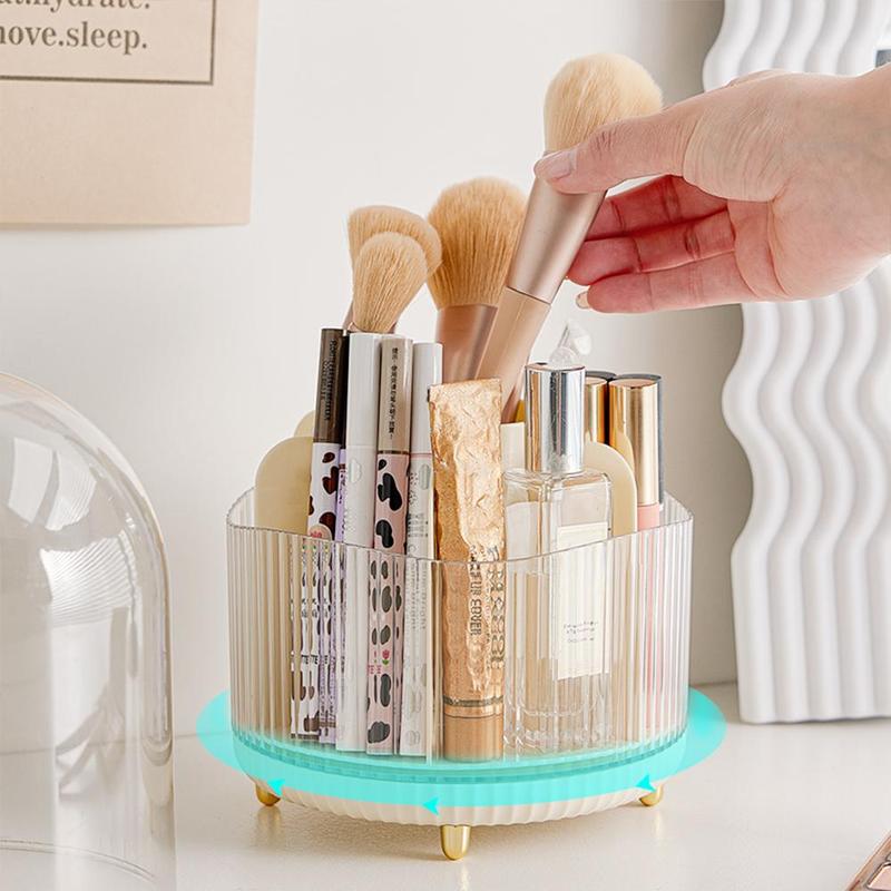 Rotatable Makeup Brush Storage Box, Dustproof Makeup Brush Organizer with Lid, Professional Cosmetic Organizer