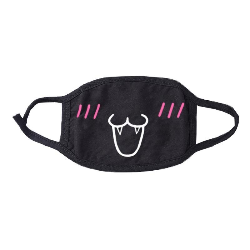 cosplay  Japanese style  cute Print Face Mask Reusable And Washable Black Face Mask For Women Men Breathable Dust Proof Mask With Adjustable Elastic Lanyards