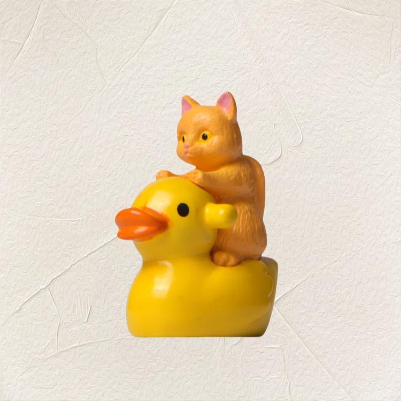 Cute Cat and Duck Design Ornaments, 5 Counts set Miniature Landscape Ornament, Creative Hand-made Decoration Craft for Home Decor