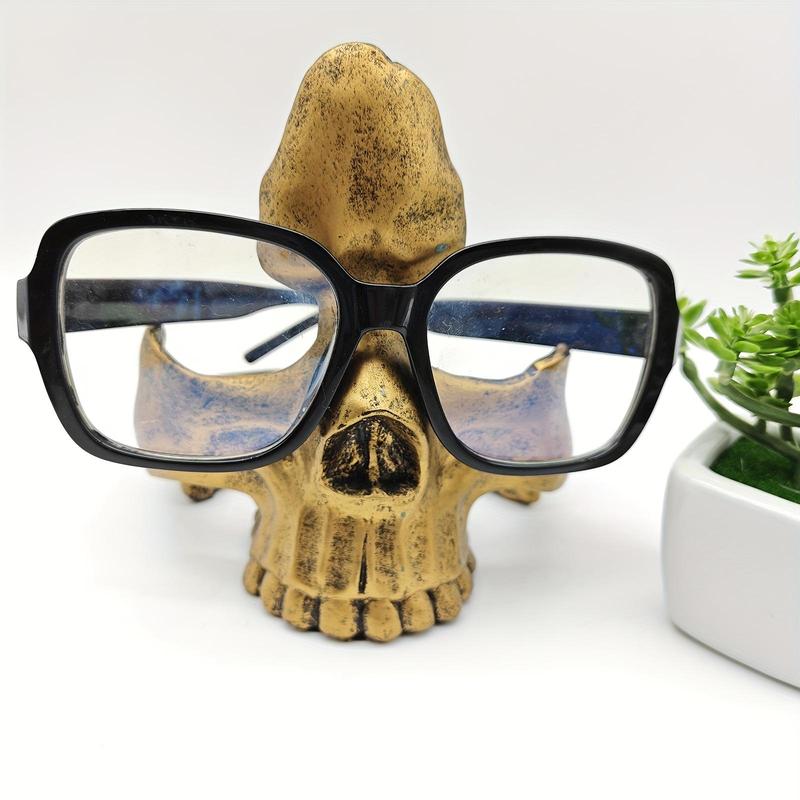 Room Decor Skull Design Eyeglasses Holder without Glasses, 1 Count Creative Resin Desktop Storage Tray, Home Decoration Ornament, Summer Gift Ideas