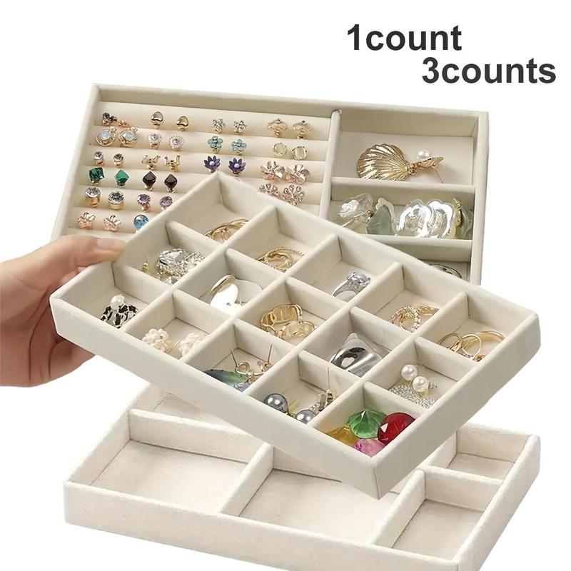 Jewelry Storage Box, 1 Count 3 Counts set Multi Grid Jewelry Organizer, Ring Plate, Necklace Display Tray, Home Organizer for Jewelry