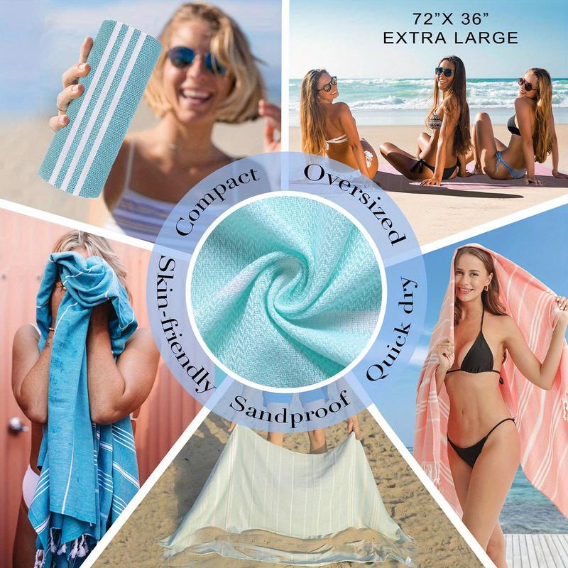 4 PCs Turkish Beach Towel Pool Swimming Bath Towel Sand Free Quick Dry Oversized Sand Proof Compact Lightweight Oversized Adult Cruise Ship Essential Vacation Essential Travel Camping Accessories Mom Father Teacher Retirement Graduation Men Gift for Ladie