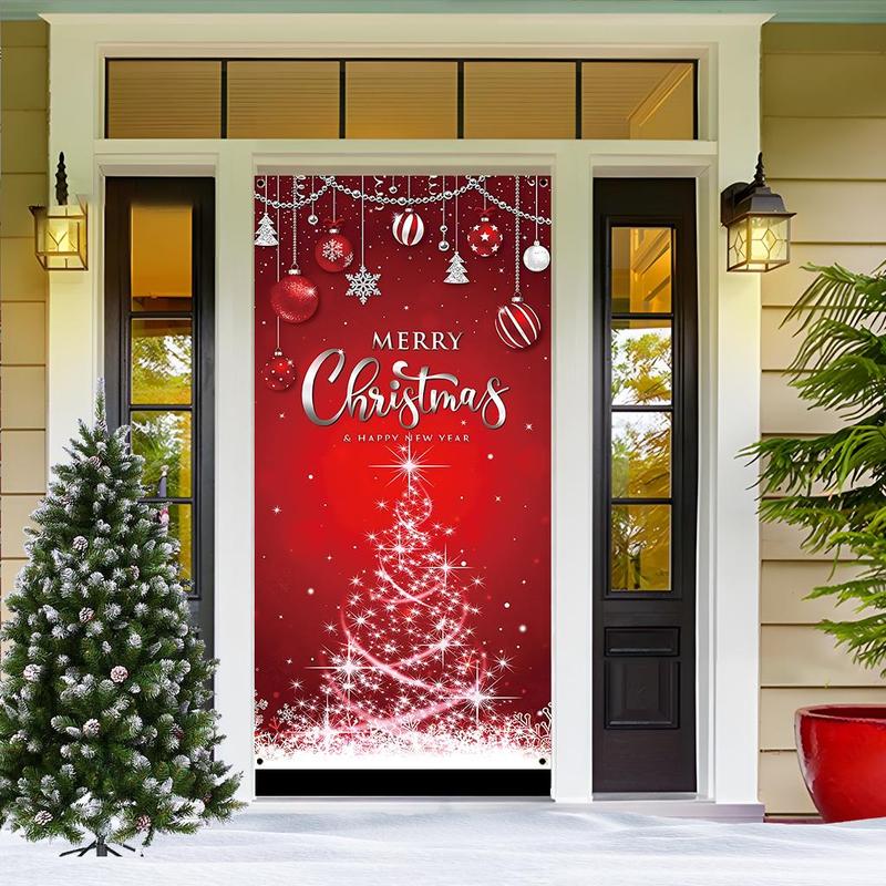 Christmas Themed Door Banner, 1 Count Merry Christmas Letter & Tree Pattern Door Hanging Banner, Festive & Party Supplies for Home Living Room Bedroom