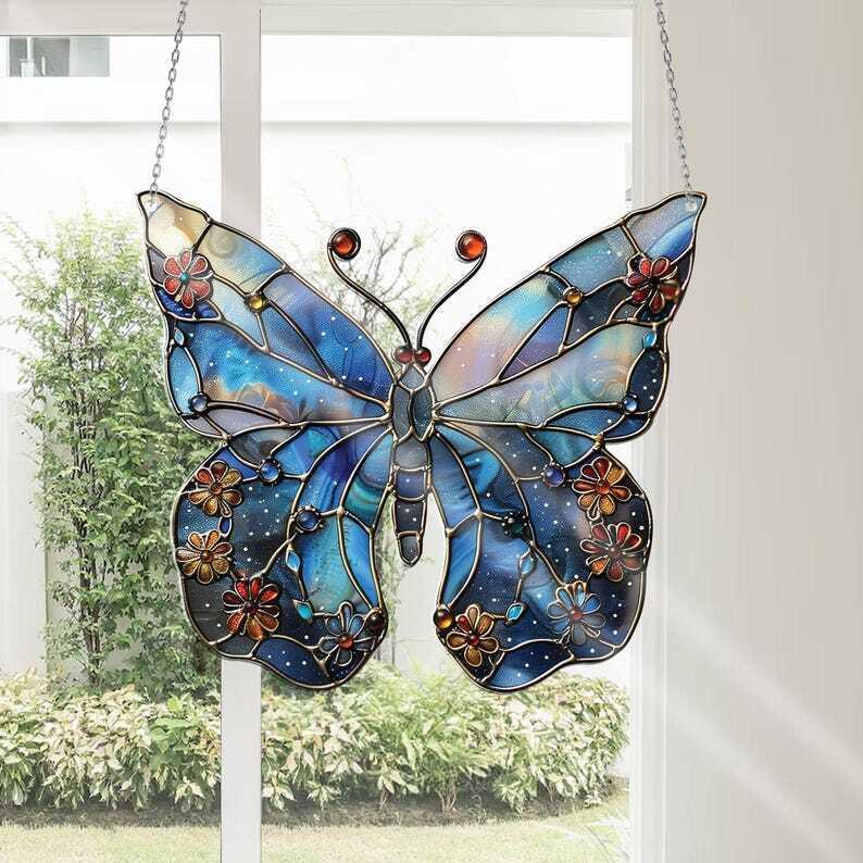 Blue Buckeye Butterfly ACRYLIC Window Hanging, Butterfly Home Decor, Butterfly Lover Decor, Insect Lover, Insect Decor,Yard Decor,Window Art