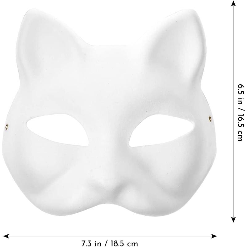 Therian Mask White Cat Mask Therian Cat Mask Halloween Costume for Adults Blank  for Party Paint