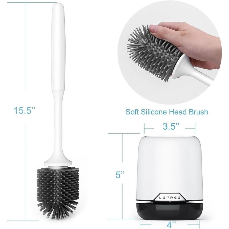 2 Pack Silicone Toilet Brush,Rubber Toilet Bowl Brush and Holder Set with Ventilated Holder, Toilet Cleaner Brush for Bathroom,Floor Standing & Wall Mounted Toilet Scrubber Without Drilling