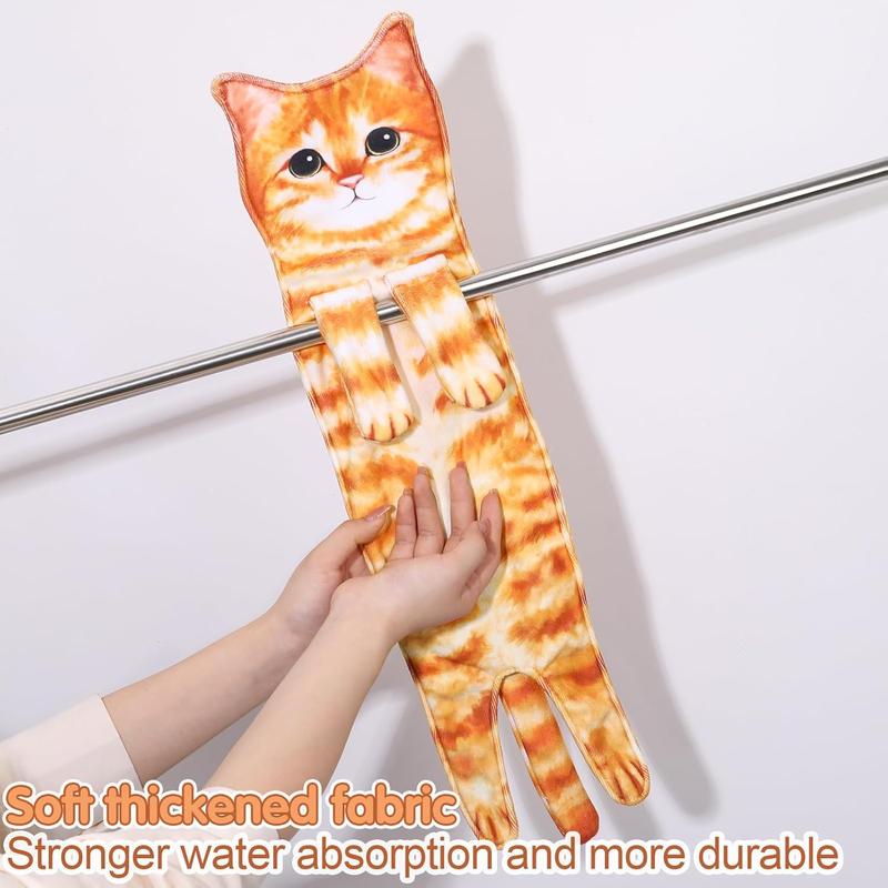 Funny Cat Hand Towels for Kitchen Bathroom - Cute Decoration Hanging Towels Super Absorbent Soft - Housewarming Birthday Mothers Day Gifts for Women and Cat Lovers dish cloth Christmas Gift Hangable