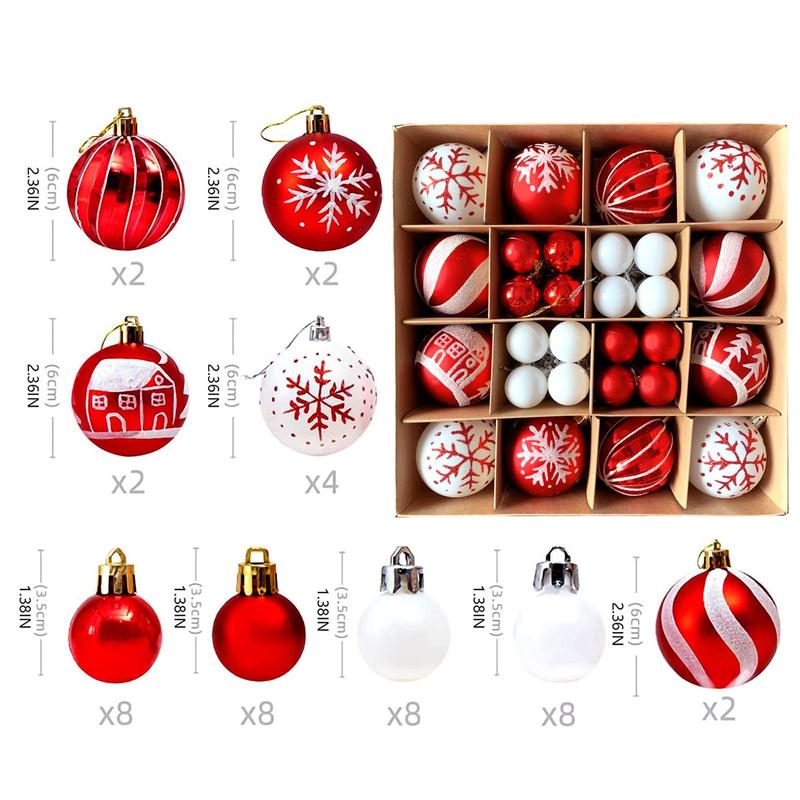 Christmas Ball Ornament, 1 Box Mixed Color Ball Shaped Ornament, Festive & Party Supplies for Christmas Tree, Home Decor