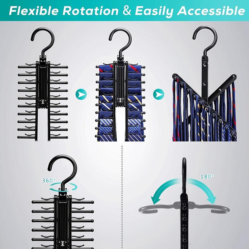 Rotatable Tie Holder, 1 Count Space Saving Non-slip Belt Hanger for Home Wardrobe, Wardrobe Organizer