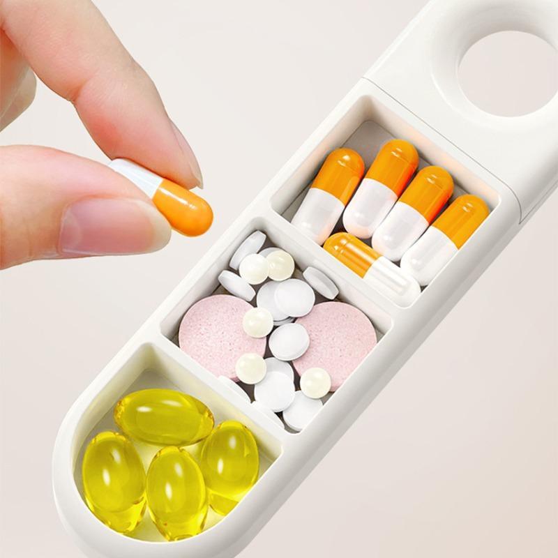 Portable Pill Box, 1 Count Multi-grid Travel Pill Storage Box, Mini Multifunctional Pill Organizer for Home Office Travel