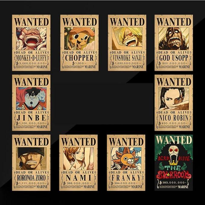 wanted bounty poster Luffy Zoro kraft paper dormitory retro dormitory photo wall paper sticker