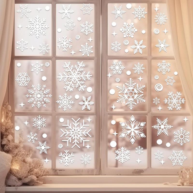 Snowflake Pattern Window Sticker, 1 Set Self Adhesive Window Decal, Holiday Decoration for Home Party School Office