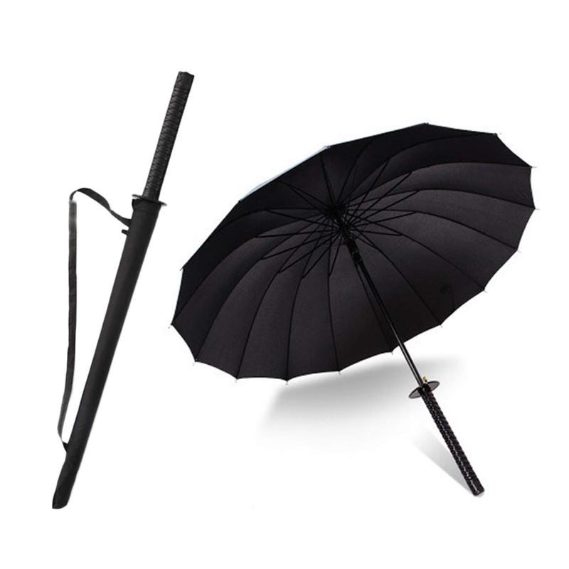 Samurai Umbrella with Decorative Sword Handle and Waterproof Canopy Windproof Rain -Like Straight Design