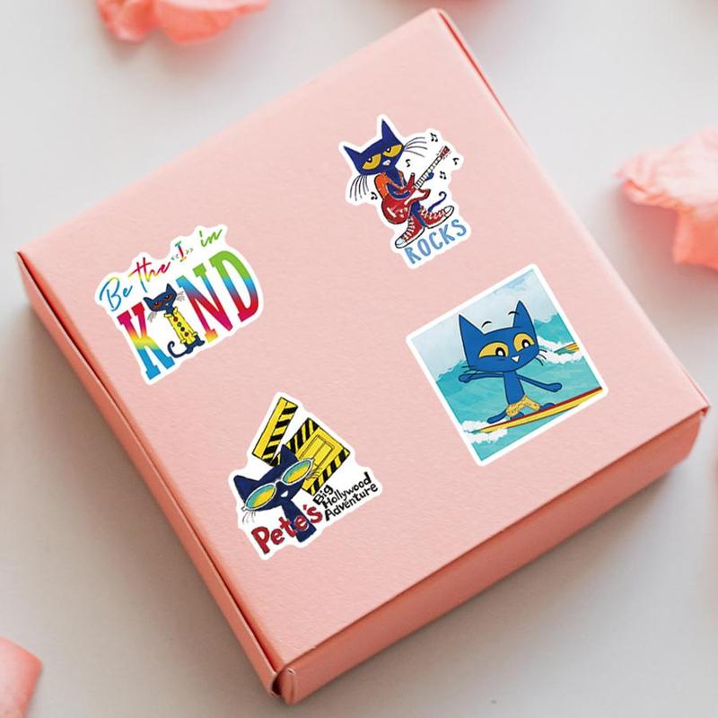 Cartoon Cat Pattern Sticker, 50pcs set Cute Cartoon Cat Graffiti Sticker, Waterproof Self Adhesive Decor Paper for Gift Greeting Card Water Bottle Laptop Phone, Christmas Gift