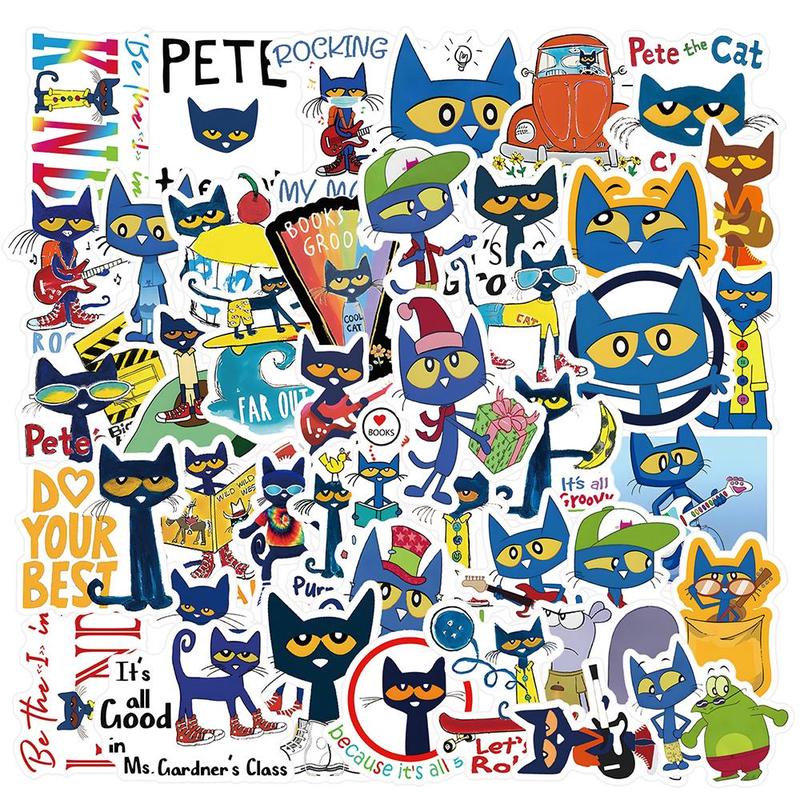 Cartoon Cat Pattern Sticker, 50pcs set Cute Cartoon Cat Graffiti Sticker, Waterproof Self Adhesive Decor Paper for Gift Greeting Card Water Bottle Laptop Phone, Christmas Gift