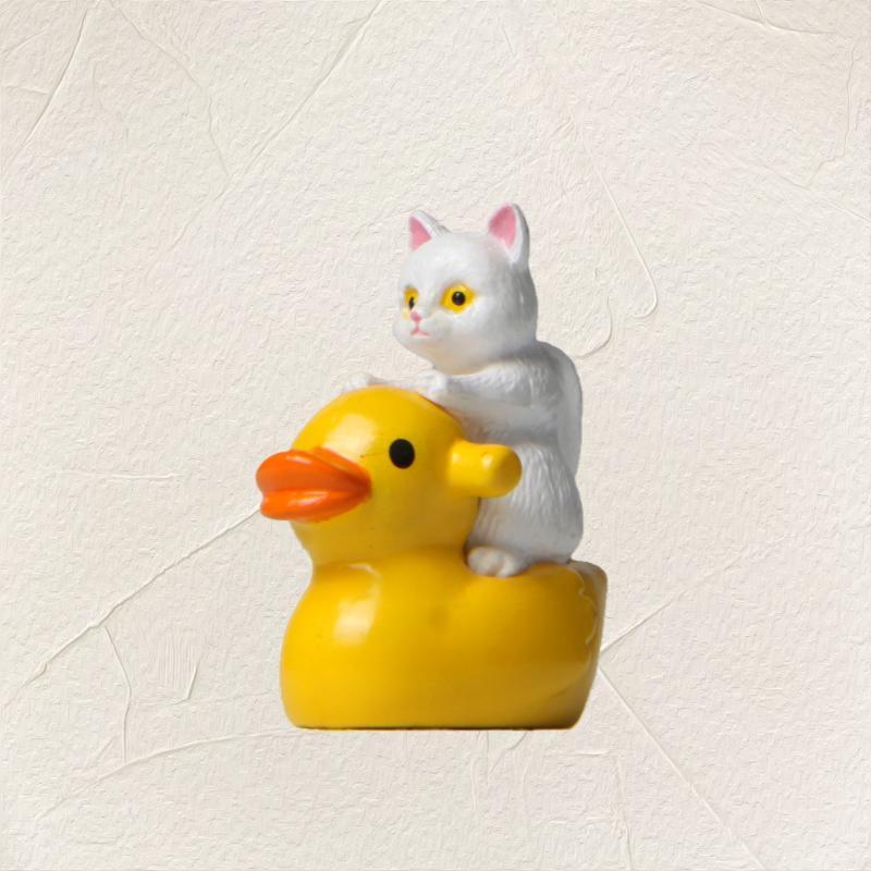 Cute Cat and Duck Design Ornaments, 5 Counts set Miniature Landscape Ornament, Creative Hand-made Decoration Craft for Home Decor